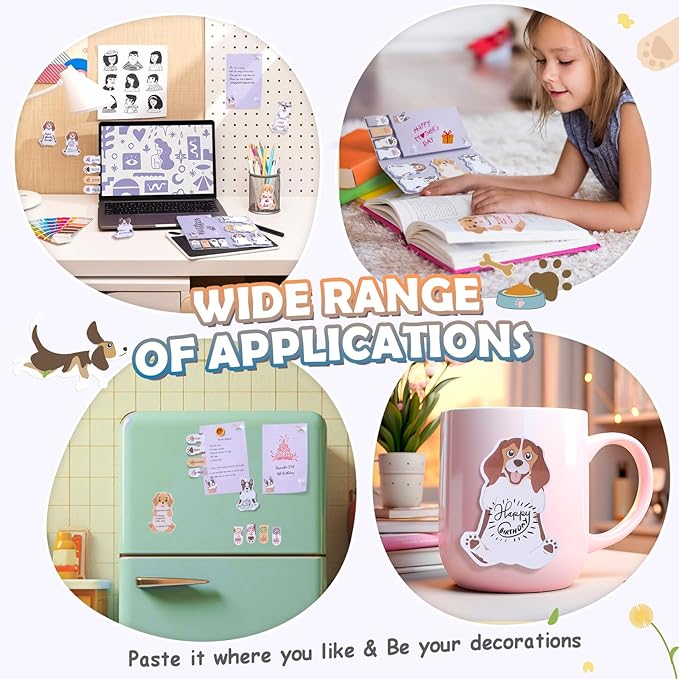Hommie Cute Sticky Notes, Dog Sticky Notes Set Planner Dividers Self-Stick Notes Pads Animal Divider Tabs Bundle Writing Memo for Dog Lovers Home Office School Supplies-DeskLoop Office