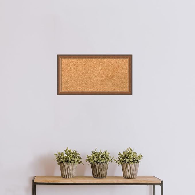 Amanti Art Natural Cork Board for Wall, 14x26 Vision Board with Bronze Frame, Small Corkboard Office Decor for Home Organization, Modern Corkboard Pinboard to Display Items for Home Organization in-DeskLoop Office
