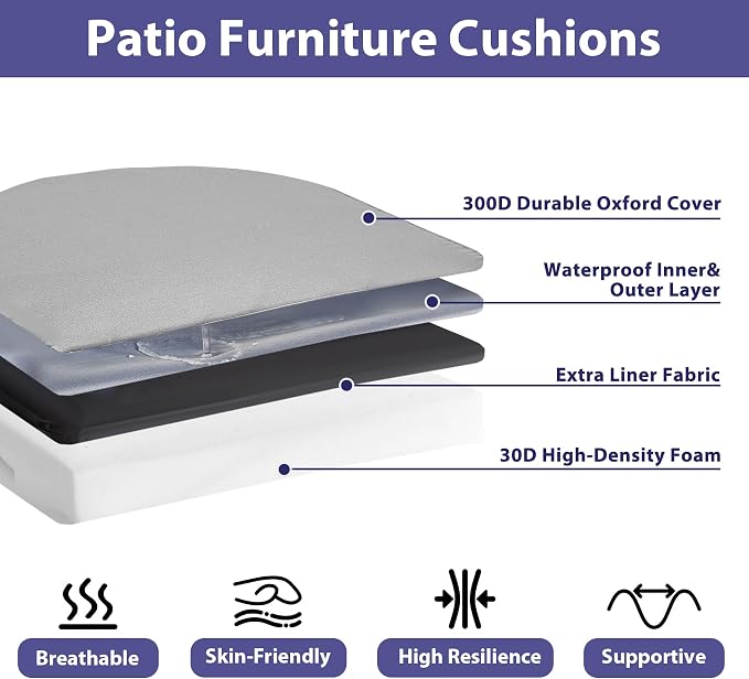 IPYNBAP Outdoor Chair Cushions Set of 4 -Waterproof Outdoor Seat Cushions - Image 2