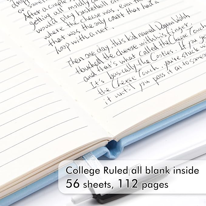 feela 6 Pack Pocket Small Notebooks Bulk, Mini Cute Memo Notepads Hardcover College Ruled Lined Journals with Pen Holder for Women Girls Office School, with 6 Black Pens, 3.5”x 5.5”, A6, Light Blue-DeskLoop Office