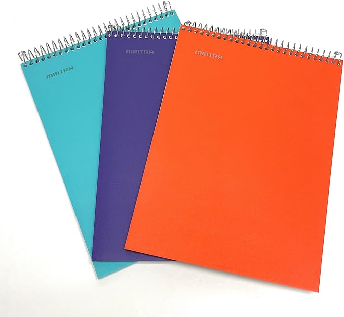 Mintra Office TOP BOUND Durable Spiral Notebooks (Teal, Purple, Orange, College Ruled 3pk)-DeskLoop Office