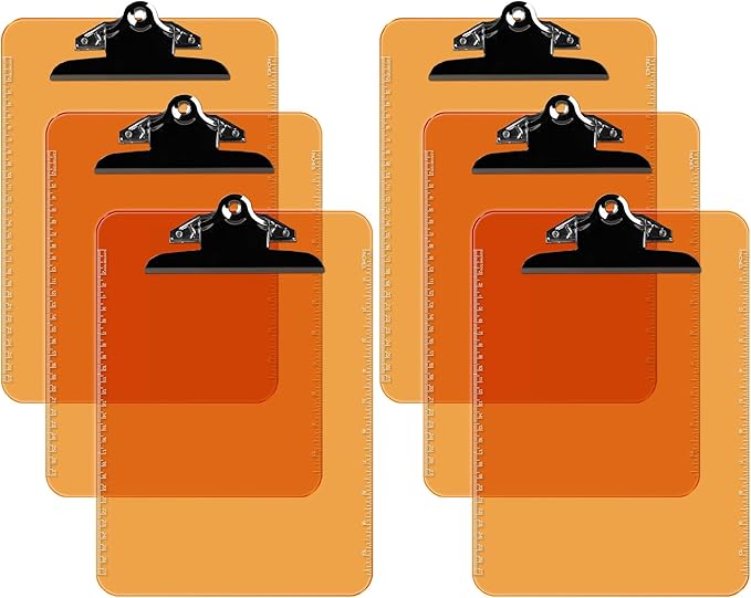 Pack of 6 Plastic Clipboards by DAVISGROUP