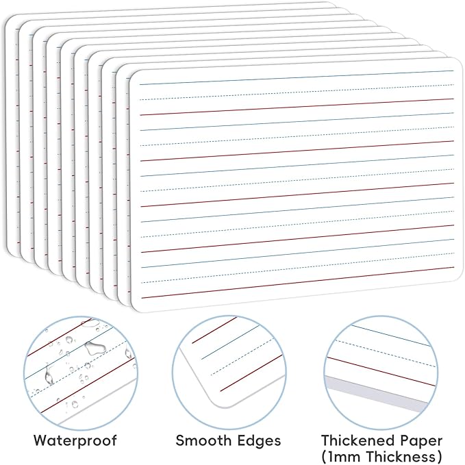 10 Pack Double-Sided Dry Erase Whiteboards, 12” x 8” –Alphabet & Number - Image 4