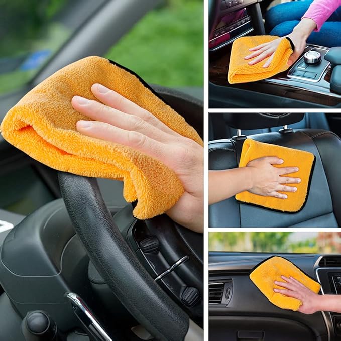 HOMEXCEL Microfiber Towels for Car, Premium Cleaning Cloth Lint Free,Scratch Free, Strong Water Absorption, Car Washing Drying Towel for Household, Auto Detailing, Windows, 16" x 24 ", 3 Pack-DeskLoop Office