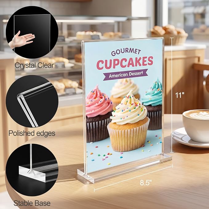 Daofary Acrylic Sign Holder 8.5 x 11, 18 Pack Double-Sided Stand up Table Top - Image 2