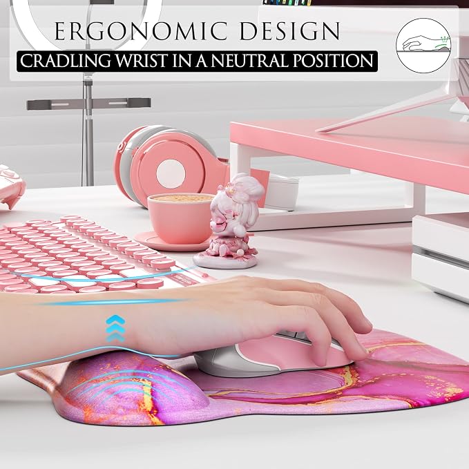 MROCO Ergonomic Mouse Pad with Gel Wrist Rest, 9.4 x 8.1 in, Gel Wrist Comfort - Image 5