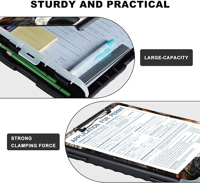 Clipboard with Storage, Heavy Duty Plastic Storage Clipboard with Low Profile - Image 3