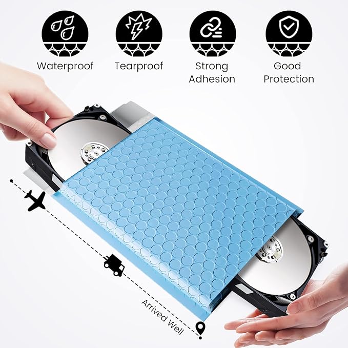 Fuxury Bubble Mailer 6x10" 600 Pack Light Blue, Self-Seal Adhesive Packaging - Image 7