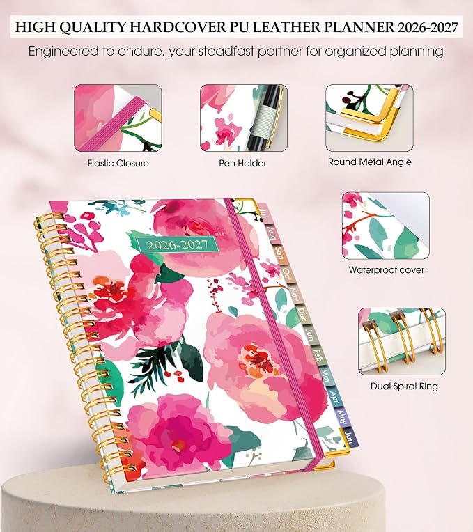 Academic Planner 2026-2027, Hardcover Leather Weekly and Monthly Calendar - Image 4