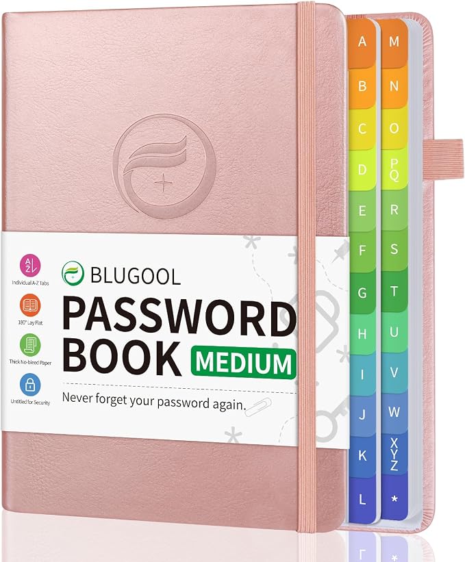 Password Book with Alphabetical Tabs, Password Keeper Book by Blugool