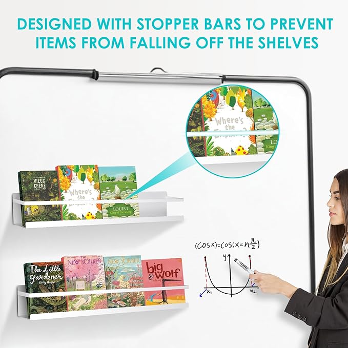 2 Pcs Magnetic Metal Book Shelves, 15.7'' x 2.7'' x 2.7'', Special - Image 6