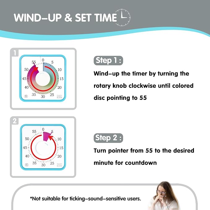 Visual Timer 7.5 inch; 60 Minute 1 Hour Countdown Timer - Image 3