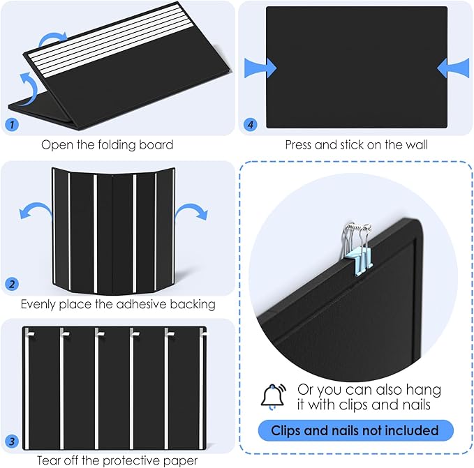 MaxGear Extra Large Bulletin Board 72" x 48", Foldable Felt Board Vision Board Supplies, Cork Board for Office, Home, School, Small Pin Boards for Walls Decorative Display Board Black-DeskLoop Office