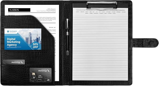 Clipboard Folder Padfolio, Mymazn Writing Portfolio Faux Leather Clipboards - Image 8