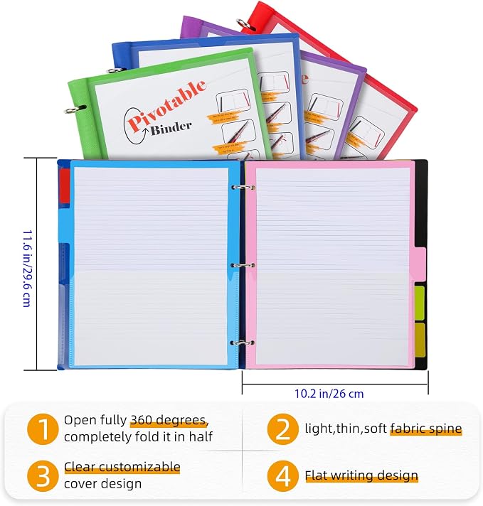 Tashkummy 360 Pivotable Project Organizer, 2 Pack 3 Ring Binder - Image 3