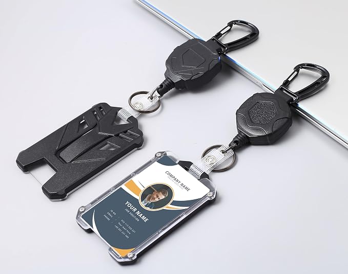 Badge Holder Retractable Clip Heavy Duty Carabiner Badge Reel Keychain - Image 2