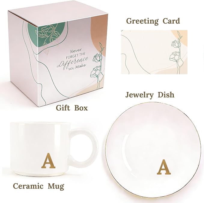 RainVibe Elegant Gift Set for Women – Personalized Monogram Ceramic Mug & - Image 2