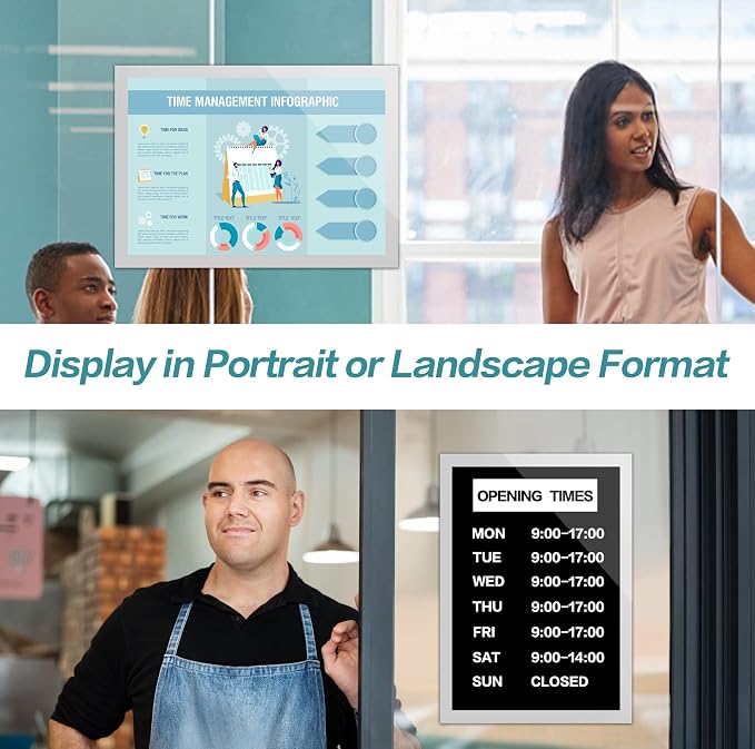 Acrylic Sign Holder 8.5" x 11" Wall Mount, Self Adhesive Magnetic Display Frame - Image 8