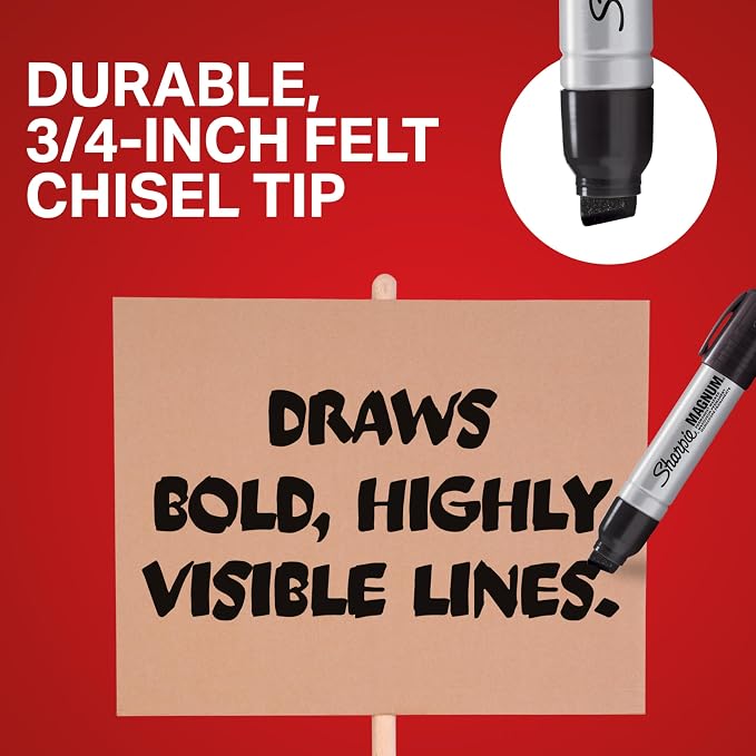 Sharpie Magnum Permanent Markers, Oversized Chisel Tip, Teacher Supplies - Image 3