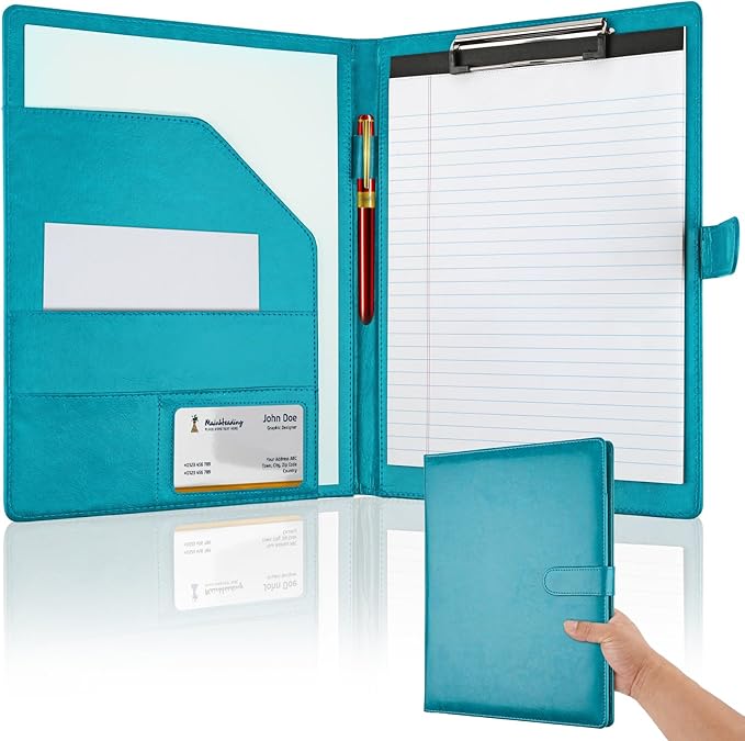 Professional Padfolio with Clipboard, Faux Leather Portfolio Folder Binder by MOWPOG