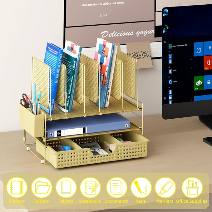 LEKETREE Gold Desk Organizer, Office Organization - Image 2