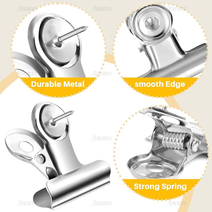 AUEAR, 30 Pack Metal Push Pin Clips Bulldog Heavy Duty Thumb Tacks - Image 6