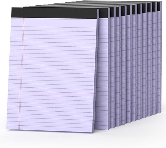 360 Sheets Purple Legal Pads 8.5" x 11" Pack of 12 Note Pads Wide Ruled Lined Paper with Micro-Perforated Writing Notebook 30 Sheets per Pad To-Do List Notepad for School, Office & Home Supplies-DeskLoop Office