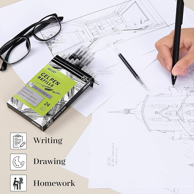 Gel Ink Refills for Retractable Click Pens, Medium Point Pen Refills Compatible - Image 4