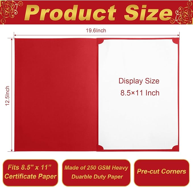 Fainne 120 Pack Certificate Holders Bulk, Diploma Covers Gold Foil Border - Image 2