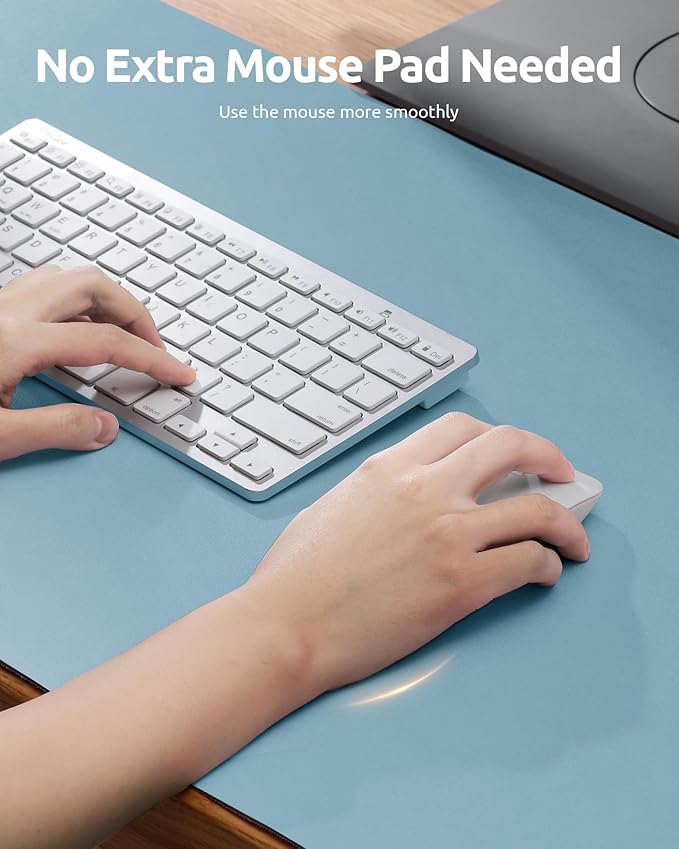 YSAGi Leather Desk Protector, Office Mat, Large Mouse Mat, Non-Slip PU Leather Blotter, Laptop Desk Pad, Waterproof Writing Pad for Office and Home (Ice Blue, 31.5" x 15.8")-DeskLoop Office