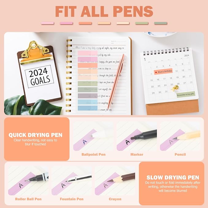 800Pcs Books Tabs for Annotating, Tabs for Notebooks, Sticky Tabs, Morandi Page - Image 5