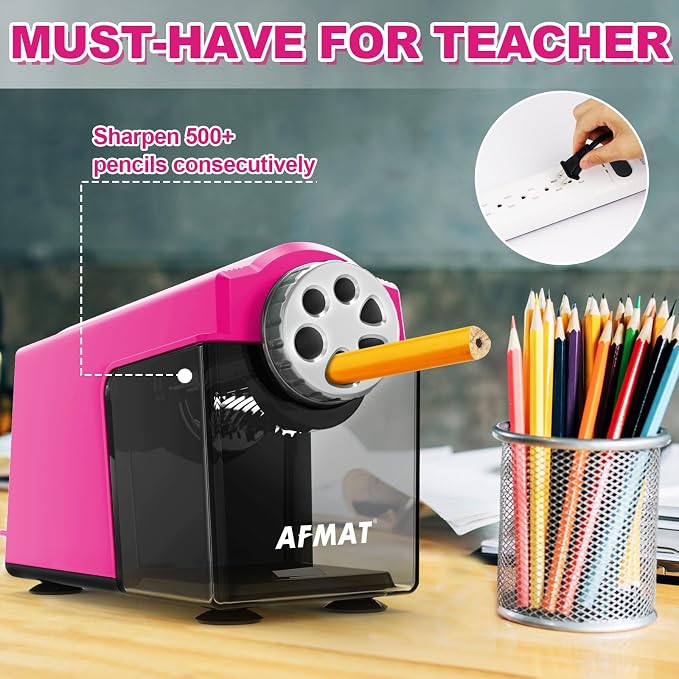 AFMAT Electric Pencil Sharpener Heavy Duty, 6-Hole Classroom Pencil Sharpener - Image 5