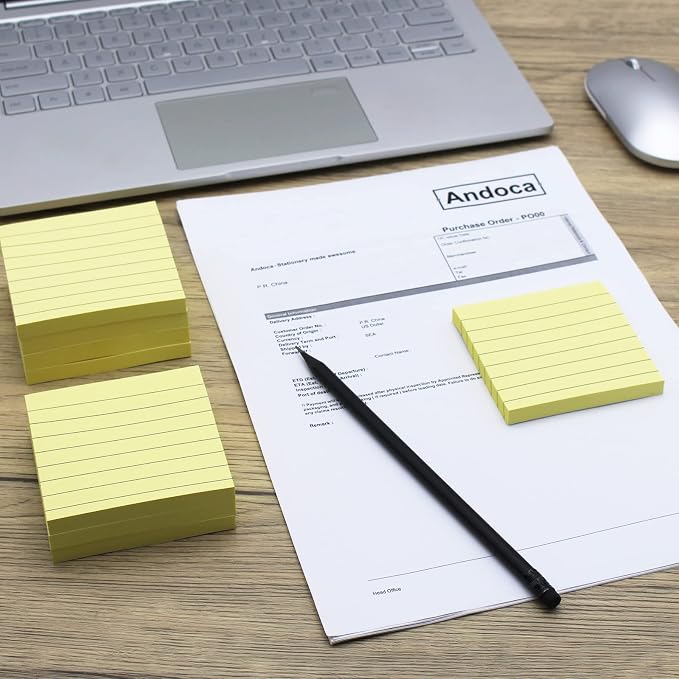 Lined Sticky Notes, 3x3 Inch, Self-Stick Notes, Pastel Yellow Color Pads/Pack - Image 6