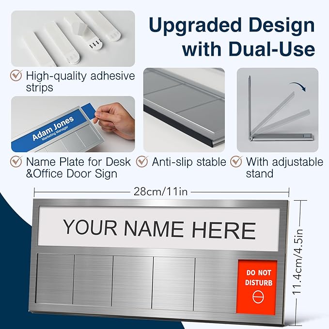 Name Plate for Desk& Office Door Sign, 6 Options Do Not Disturb, In A Meeting - Image 2
