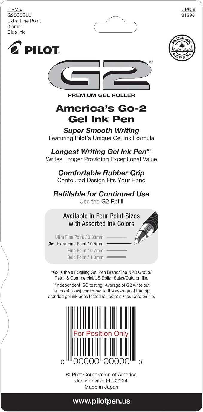 Pilot G2 Premium Refillable and Retractable Rolling Ball Gel Pens, Extra Fine - Image 2