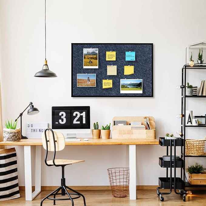 Felt Bulletin Board 23.6 x 15.7 Inch – Black Frame, Corkboard Alternative - Image 3