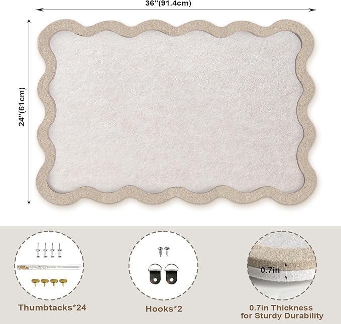 Scalloped Felt Bulletin Board, Foldable Picture Self-Adhesive Boards - Image 3