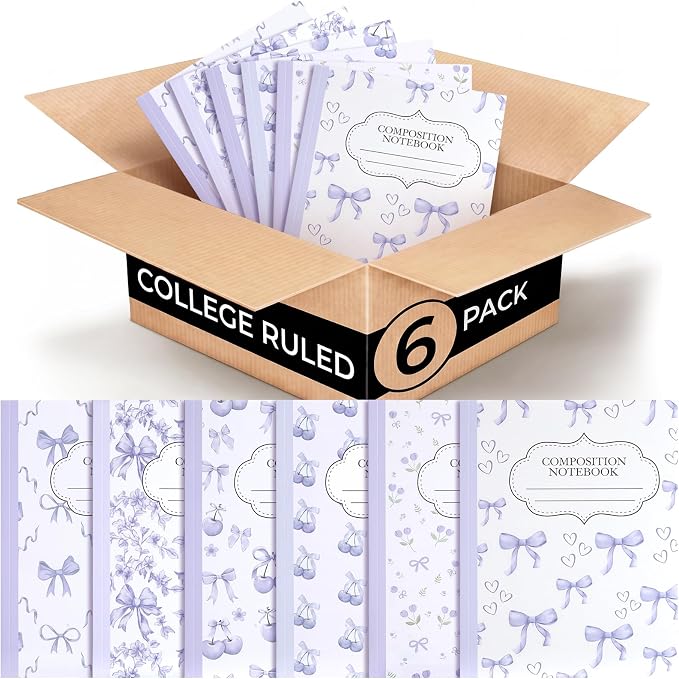 Fullhawl 6 Pack Composition Notebook College Ruled Bulk Purple Cherry by Fullhawl
