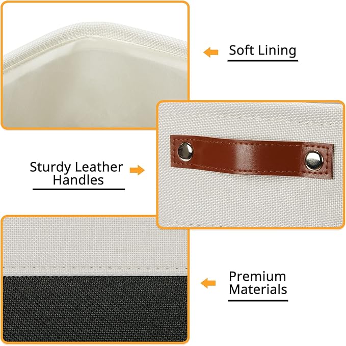 DULLEMELO Set Of 4 Cube Storage Bins, Fabric Storage Basket for Shelves Closet Nursery Toy Storage, 12 Inch Collapsible Fabric Bins for Toy Book Magazine Towel Organizers(4 Pack - 12" White&Black)-DeskLoop Office
