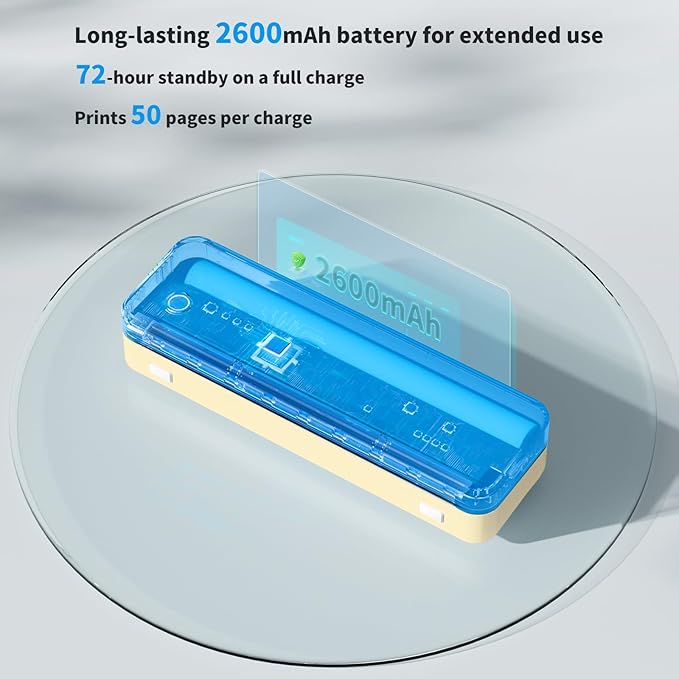 JADENS Portable Printers Wireless for Travel, Thermal Inkless Printer, Support 8.5" X 11" Thermal Paper(Yellow)-DeskLoop Office