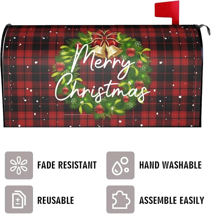 Merry Christmas Wreath Magnetic Mailbox Covers, Standard Size 18 X 21 Winter - Image 3