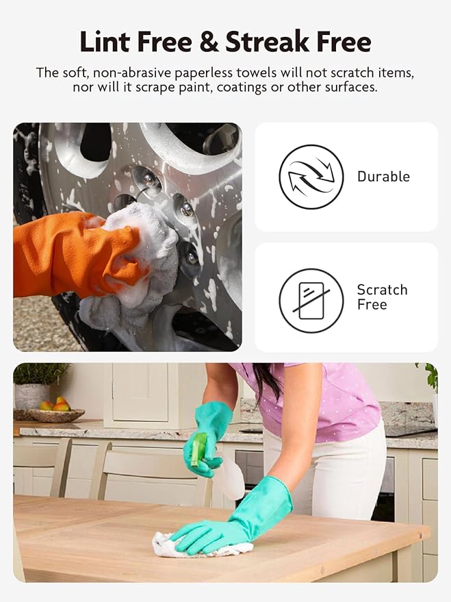 Fantasticlean Microfiber Cleaning Cloth Roll -40 Pack, Tear Away Microfiber Towels, 12" x 12", Reusable, Washable, Scratch Free, Ultra Absorbent Dish Rags for Car, Home, Garage or Shop (White)-DeskLoop Office