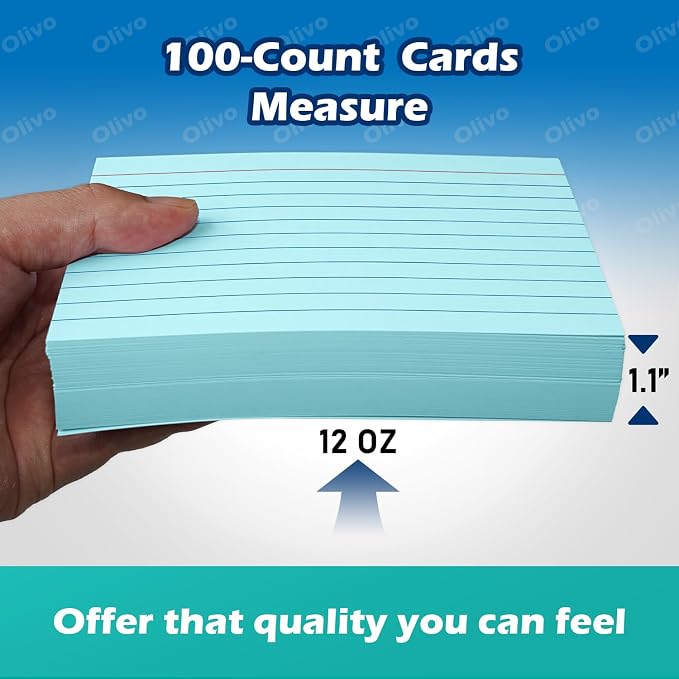 Blue Index Cards 4x6 Lined Ruled Flash Note Cards 100 Count, 220 GSM Heavy - Image 4