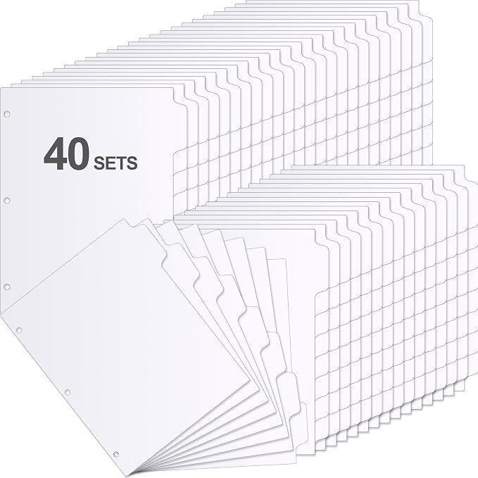 Fulmoon 320 Pieces 3 Ring Binder Dividers by Fulmoon