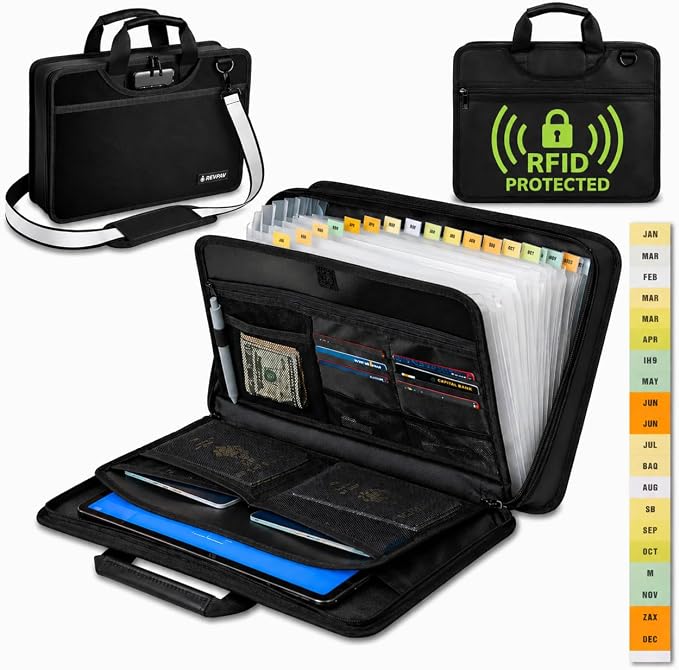 Accordion File Organizer Fireproof, Water-Resistant Document Bag-13 Pocket File by Unknown
