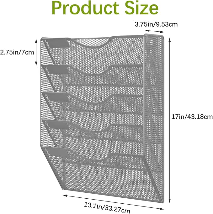 EasyPAG 5 Pocket Mesh Wall File Organizer, Hanging Paper Folder Holder - Image 7