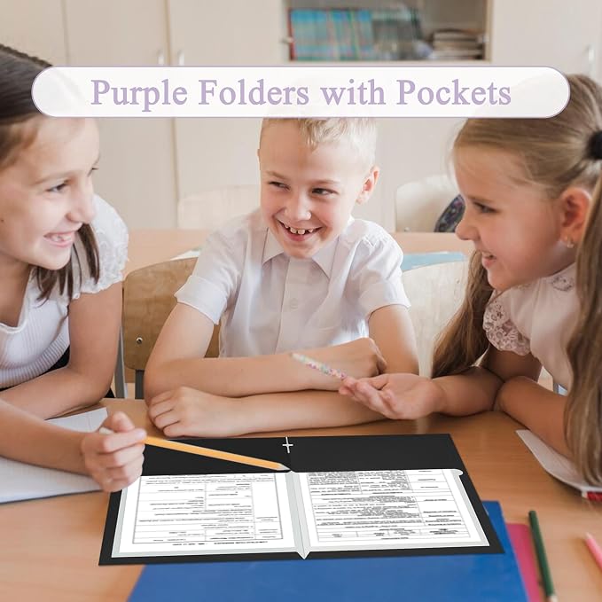 Zzrywuty File folders with Pockets, 100 Pack Paper Folders with Card Slot - Image 3