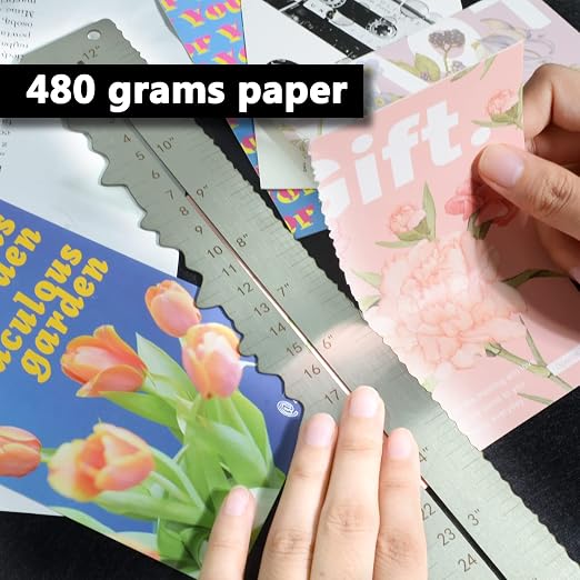 Stainless Steel Metal Paper Tearing Ruler Craft Ruler - Image 2