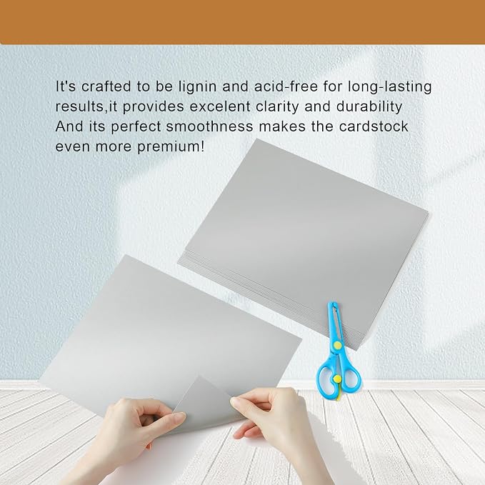 Silunkia 40 Sheets Grey Cardstock 8.5 x 11 Crafts Paper, 200gsm/75lb Premium - Image 5