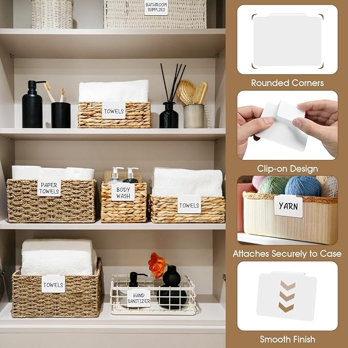 20pcs White Basket Labels Removable PVC Labels | Clip On - Image 4